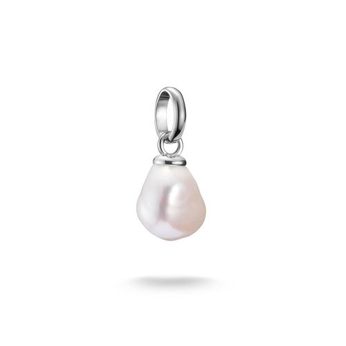 Charm Perle THOMAS SABO "Charm Süßwasserzuchtperle - Connect", bunt (silberfarben, weiß), Charms, Damen, Perlen, Silber 925 (recycelt), mit Süßwasserzuchtperle