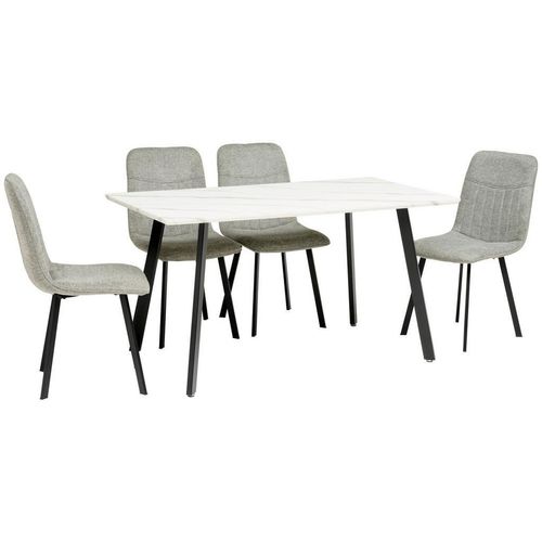 Livetastic Tischgruppe , Weiss, Hellgrau , Metall, Textil, Holzwerkstoff , eckig , 140x46x75 cm , Esszimmer, Bänke, Tisch- & Eckbankgruppen
