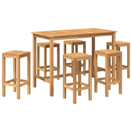 Outdoor Bar Set 7 pcs Unbehandelt Massivholz Teak