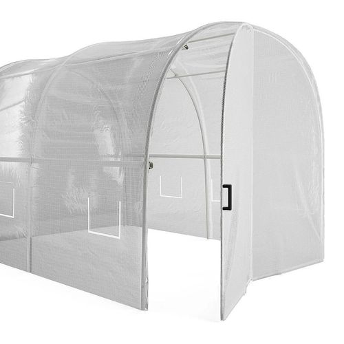 Stahlgerüstetes Tunnelgewächshaus mit Tür 12 m² - L 400 x B 300 x H 200 cm - ALOCASIA