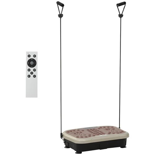 Vibrationsplatte - Stehende Trainingsmaschine - Handfernbedienung - Trainingsbänder - Muskelentspannung - Taille & Bauch - Bis 120 kg - Beige