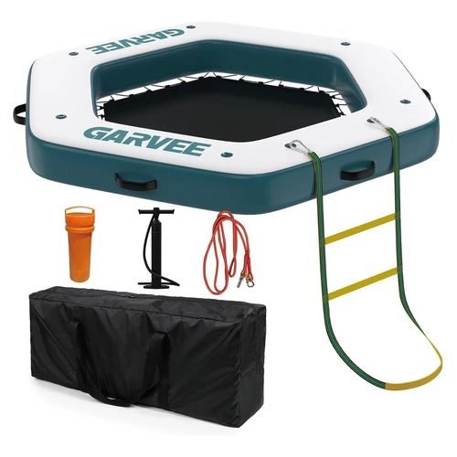 Aufblasbare Schwimmplattform - Schwimmdock - 3,05 x 3,05 m - Netzpool - Abnehmbare Leiter - Tragetasche - PVC