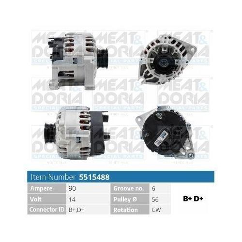 MEAT & DORIA 5515488 Lichtmaschine Generator LiMa 90A 14V für FIAT DUCATO Pritsche/Fahrgestell (230) DUCATO Kasten (244) DUCATO Bus (230) DUCATO Bus