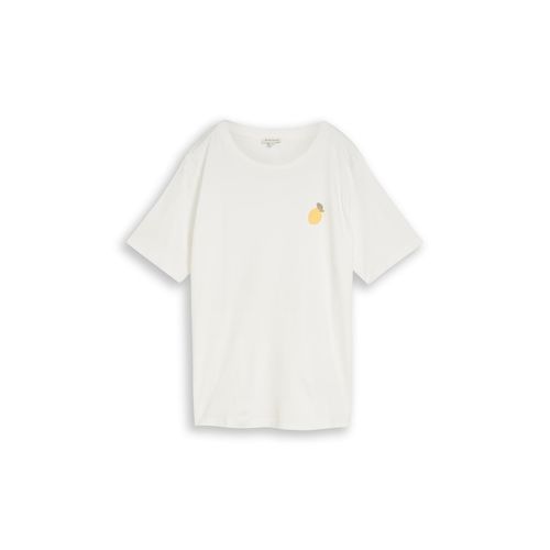 TOM TAILOR Damen Plus Size - T-Shirt mit Häkel-Detail, weiß, Uni, Gr. 50
