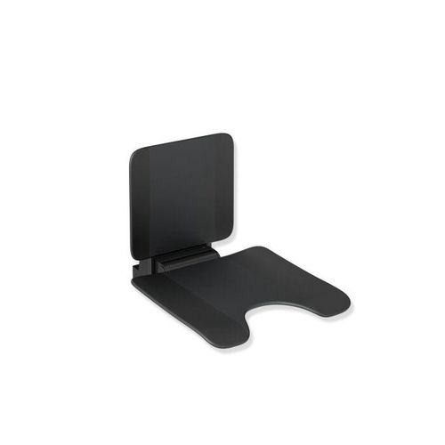 Hewi System 900 Einhängesitz 900.51.11060CV 450 x 443 x 637 mm, Schamausschnitt, Edelstahl pulverbeschichtet schwarz matt, matt schwarzer Kunststoff