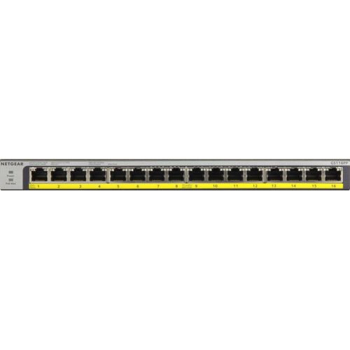 NETGEAR Netzwerk-Switch "GS116PP", grau, B:28,6cm H:2,7cm T:10,2cm, Netzwerk-Switches
