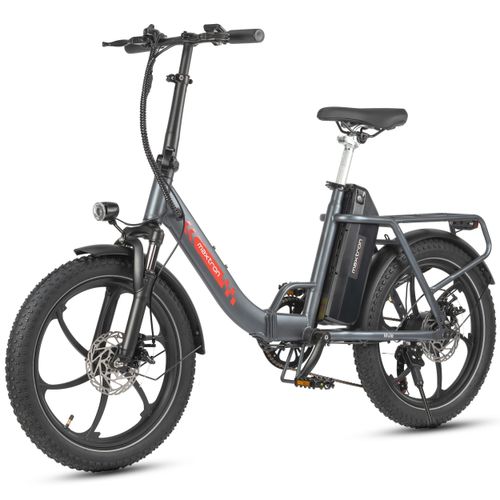 E-Bike MAXTRON "Maxtron MULE Klapprad" Gr. 33, grau, schwarz, Elektrofahrräder, 33cm, 20 Zoll (50,80cm), Stadt & Abenteuer: 20" Fatbike mit XXL 20Ah Akku.