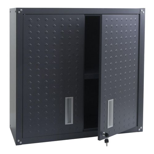 Hängeschrank MCW-O52, Wandschrank Lagerschrank Bücherschrank, abschließbar Stahl 77x77x31cm ~ dunkelgrau