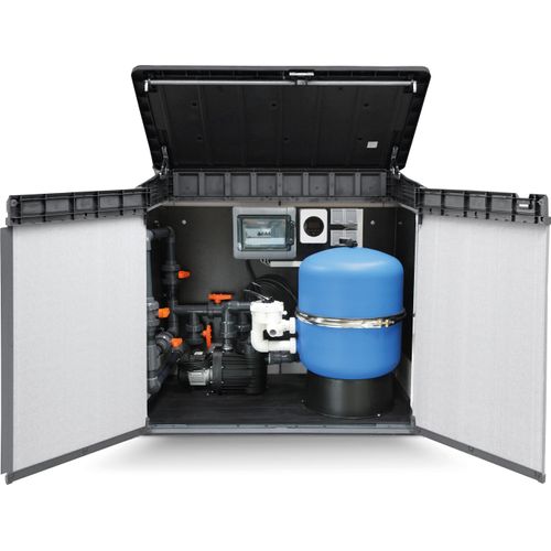 Trend Pool Technikbox | ohne Dosieranlage | Filter Trend Side Plus Ø 500 mm | Speck BADU Top 12 | Holzoptik in Grau