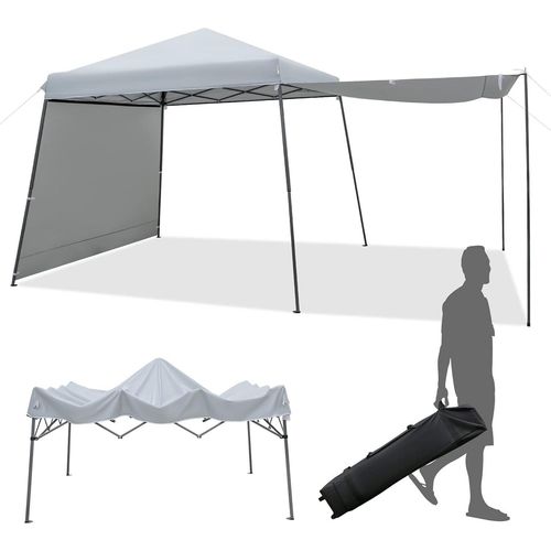 Famanu Pop-up Pavillon mit Seitenwänden und Dachüberständen - grau