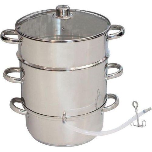 Frische Obst- und Gemüse-Juicer mit allen Heizquellen - Edelstahl-Glas-Silber - 26 cm