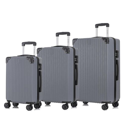 yonsly Premium Reisekoffer TSA-Schloss,YKK-Reißverschluss Hartschalen-Koffer Kabinenkoffer Rollkoffer Suitcase Handgepäck (Grau, M-L-XL-Set)