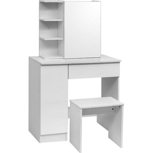 Hochbeet mit Spiegel und Stuhl - Schönheitsbehandlungstisch & Schreibtisch - Schlafzimmer, Wohnzimmer, Büro - Holz - Weiß - 80x50x75 - Weiß