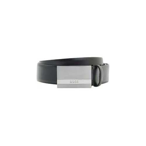 Koppelgürtel BOSS, Herren, Gr. 110, schwarz, Leder, Gürtel Koppelgürtel, mit Logo-Koppelschliesse