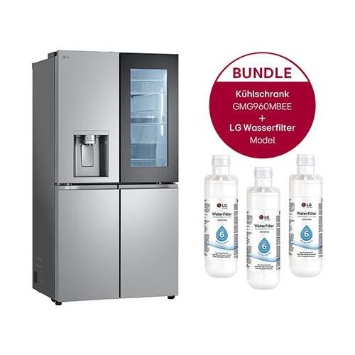SidebySide Kühlschrank mit InstaView® (E, 638L, 179,2 cm hoch) mit Eis, Crushed Ice und Wasserspender & Festwasseranschluss GMG960MBEE+ Ersatzwasserfilterx3 GMG960MBEE.AGF8AGFAG002