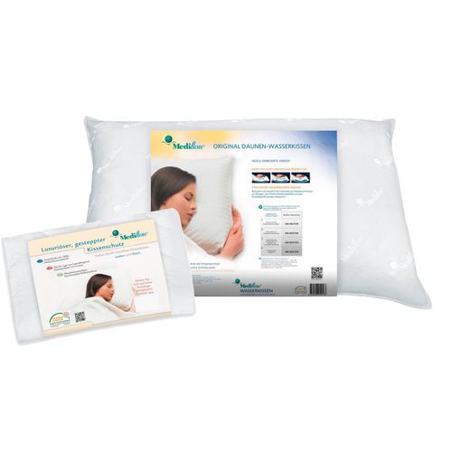 Wasserkissen MEDIFLOW "Mediflow Kombipack - Original Wasserkissen + Luxus-Schonbezug 50x70 cm", weiß, B:50cm L:70cm, Baumwolle, Kunstfaser, Wasser, Funktionskissen