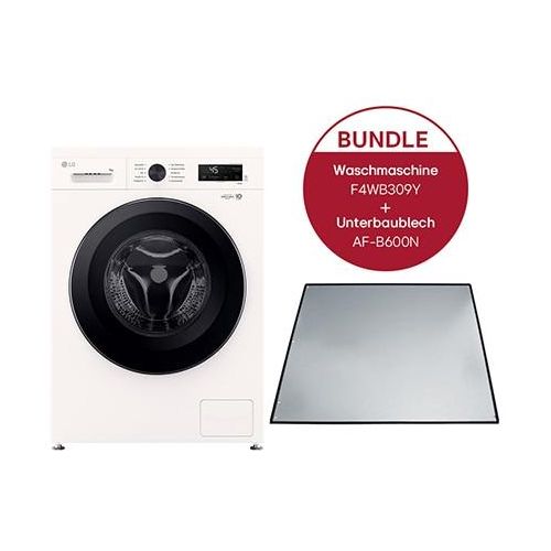 LG Waschmaschine (A, 9 kg, 1.310 U./Min.) Unterbaufähig mit Steam & Inverter Direct Drive® + Unterbaublech F4WB309YB.AFB600N F4WB309Y.AFB600N