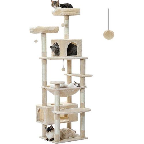 Großer Katzenkrabbel 184 cm mit Sisal-Krabbeln und Polstern - Beige