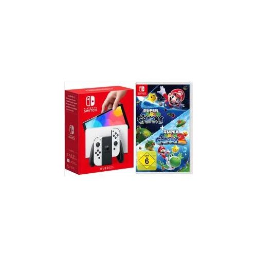 NINTENDO SWITCH Konsolen-Set "NSW OLED Konsole weiss inkl.Super Mario Galaxy 1+2", weiß, B:24,2cm H:1,39cm T:10,2cm, Spielekonsolen