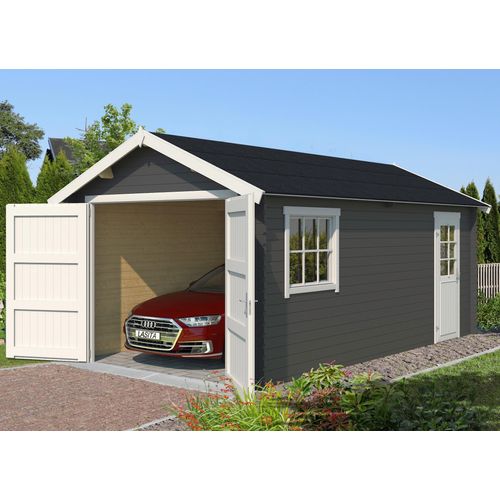 Garage LASITA MAJA "Dillon", grau (carbongrau), Massivholz, Garagen, BxT: 340x580 cm, 202 cm Einfahrthöhe