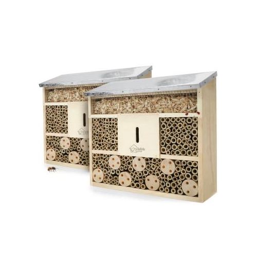 WILDLIFE HOME Wildbienen-Villa mit Metalldach | 2er Set