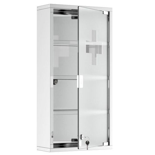 4goodz Medicijnkastje ehbo-kastje met slot rvs 12x30x60 cm