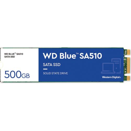 WD Blue SA510 SATA SSD 500 GB M.2 2280 bis 560 MBs bis 510 MBs Geschwindigkeit