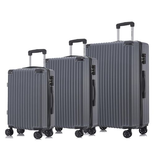 yonsly Premium Reisekoffer TSA-Schloss,YKK-Reißverschluss Hartschalen-Koffer Kabinenkoffer Rollkoffer Suitcase Handgepäck (Grau, M-L-XL-Set)