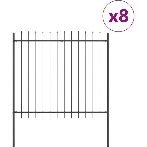 Gartenzaun 8 pcs Grau 13,6 x 1,5 m Pulverbeschichteter Stahl