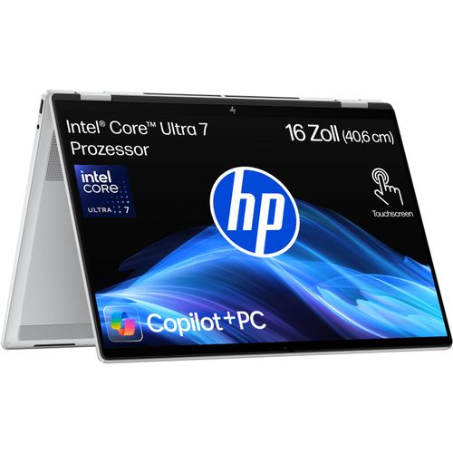 HP Convertible Notebook "OmniBook X Flip 16-a0252ng", silber (glacier silber), 16 GB RAM 512 GB SSD, Ultra 7, Windows11Home, Notebooks