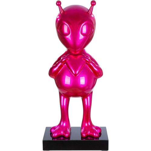 Skulptur GILDE "Skulptur Alien auf Base", pink, B:30cm, Kunstharz, Dekofiguren