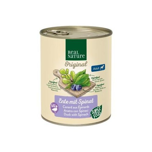 REAL NATURE Superfood Adult Canard aux épinards 12x800 g