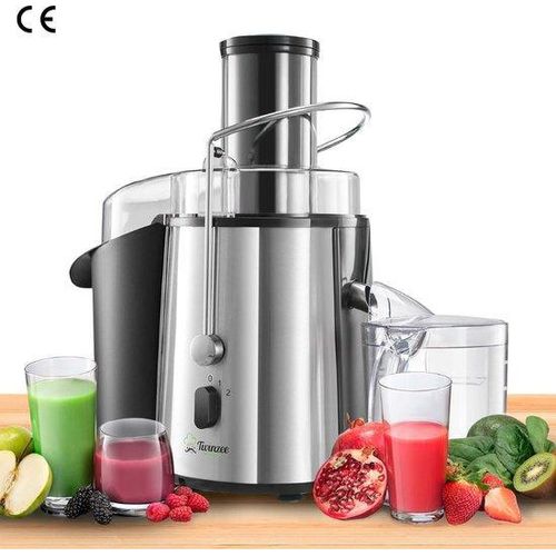 Kräftige 850 W Zentrifugenjuicer für Gemüse und Obst mit 2 Geschwindigkeiten - Zentrifugenjuicer mit breitem Öffnung (75 mm) und Anti-Rutsch-Basis für frisch gepresstes Saft