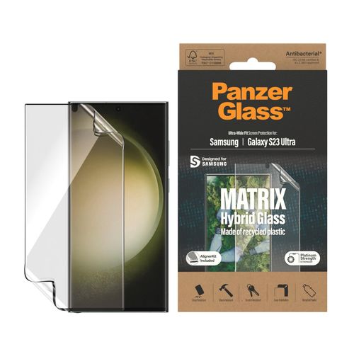 PANZERGLASS Displayschutzfolie "Displayschutz - Samsung Galaxy S23 Ultra UWF PET-Flaschen AB wA", transparent, B:10cm H:3cm T:25mm, Displayfolien
