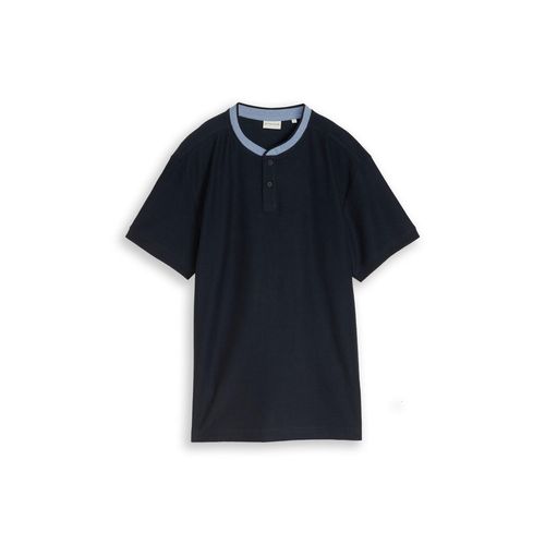 TOM TAILOR Herren Poloshirt mit Stehkragen, blau, Uni, Gr. XXXL