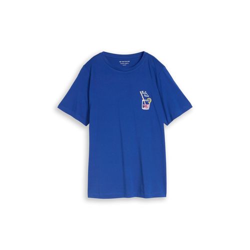 TOM TAILOR Damen Plus Size - T-Shirt mit Print, blau, Uni, Gr. 46
