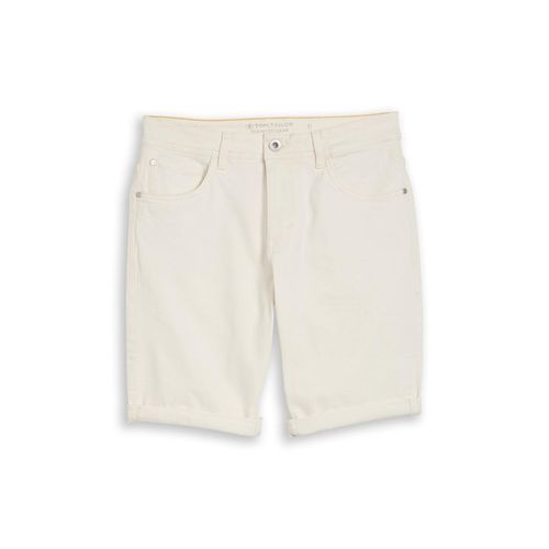 TOM TAILOR Herren TTJOSH REGULAR SLIM Jeans Shorts, weiß, Uni, Gr. 38