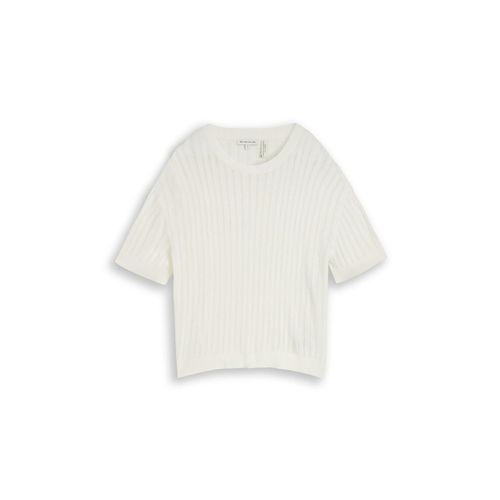 TOM TAILOR Damen Loose Fit Pullover, weiß, Uni, Gr. M
