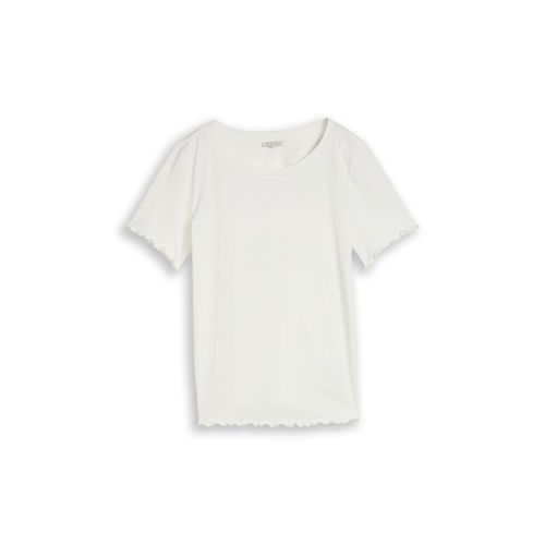 TOM TAILOR Damen T-Shirt mit Rippstruktur, weiß, Uni, Gr. XXL