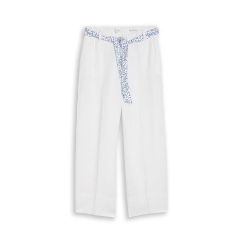 TOM TAILOR Damen Culotte Hose mit Leinenanteil, weiß, Uni, Gr. 38/28