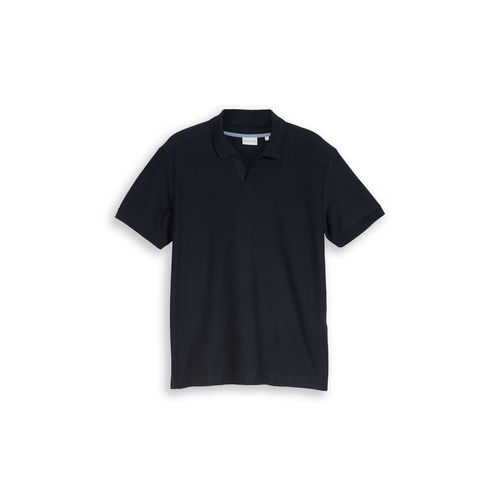 TOM TAILOR Herren Poloshirt mit Ottoman-Struktur, blau, Uni, Gr. M
