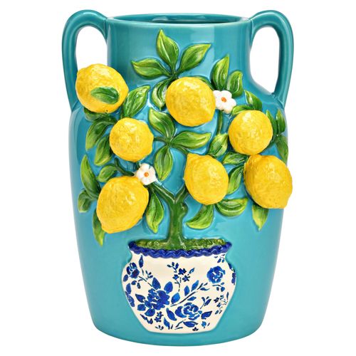 Vase mit 3D Zitronen Dekor Multicolor