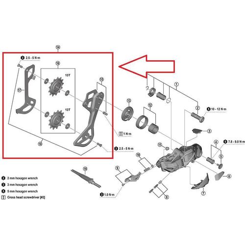 SHIMANO Kettenleitblech-Set für RD-M9250, SGS - 9250,