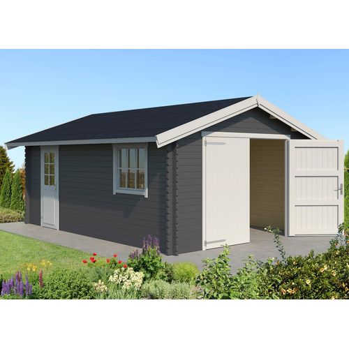 Garage LASITA MAJA "Yarik", grau (carbongrau), Massivholz, Garagen, BxT: 474x583 cm, 202 cm Einfahrthöhe