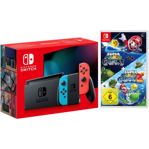 NINTENDO SWITCH Konsolen-Set "Switch + Super Mario Galaxy + Super Mario Galaxy 2", rot (neonrot, neonblau), B:23,9cm H:10,2cm T:1,39cm, Spielekonsolen