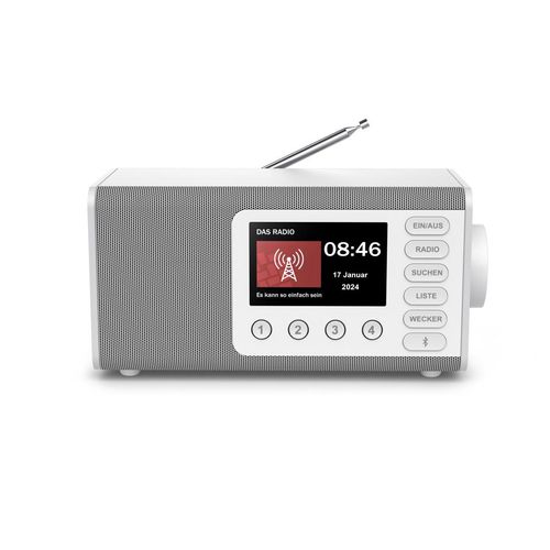 HAMA Digitalradio (DAB+) "Digitalradio mit DAB+ FM Bluetooth und Wecker", weiß, B:27cm H:13cm T:12,5cm, Radios, 4,3 Zoll TFT Display, große Tasten, Direktwahltasten