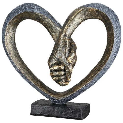 Skulptur GILDE "Skulptur Hand in Hand", bronzefarben, B:26cm H:24,5cm T:10cm, Kunstharz, Dekofiguren