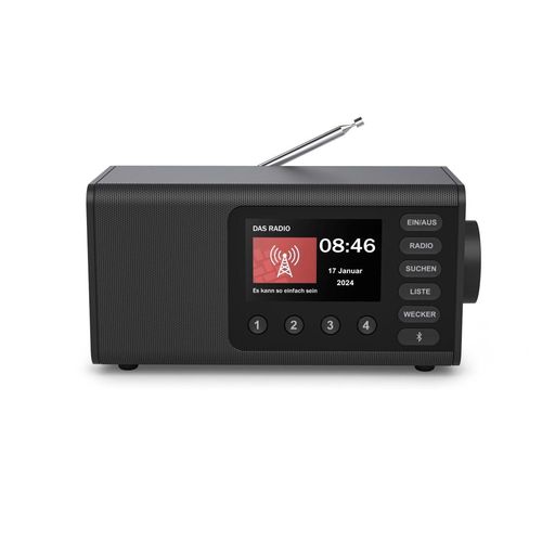 HAMA Digitalradio (DAB+) "Digitalradio mit DAB+ FM Bluetooth und Wecker", schwarz, B:27cm H:13cm T:12,5cm, Radios, 4,3 Zoll TFT Display, große Tasten, Direktwahltasten