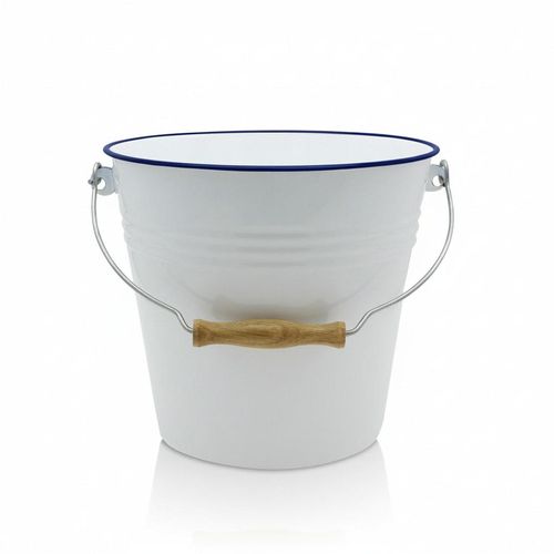 Putzeimer KRÜGER "Emaille Mini-Eimer Husum, 1 Liter", weiß, H:13,5cm T:11cm Ø:14cm, Emaille, Eimer, Putzeimer, Emaille, 1,2 Liter