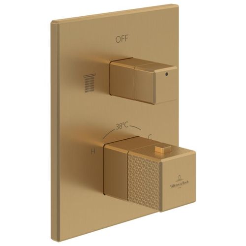 Villeroy und Boch Mettlach Fertigmontageset TVS12600300076 Unterputz-Thermostat mit Zweiwege-Mengenregulierung, brushed gold